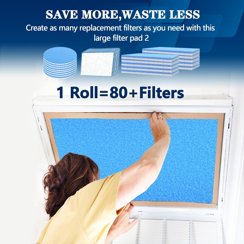 MERV 8 Air Vent Filters, 12" x 90"X 2Roll Cut