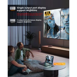 avedio links USB C to Dual HDMI Adapter 4K@60Hz, USB C to HDMI Splitter for Dual Monitors Support Dual 4K@30Hz, Type C to HDMI Splitter Extended Display Compatible for USB C 3.0/3.1 (Grey)