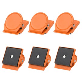 PATIKIL 31mm Magnetic Clips, 6Pcs Stainless Steel Refrigerator Magnet Hook Clips for Photo Displays, Whiteboards, Fridges, Classrooms, Office, Orange