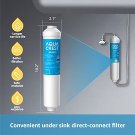 AQUA CREST 5KDC Under Sink Water Filtration System, Direct Connect Under Sink Water Filter, Reduces PFAS, PFOA/PFOS, Chlorine, NSF/ANSI Tested 5K Gallons Ultra High Capacity