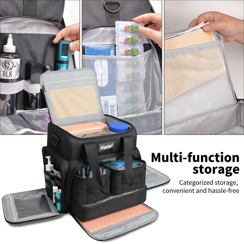 Wormhole Tattoo Case Tattoo Backpack with 3 Inner Removable Pouches