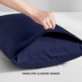 Pillowcases, Pillow cover Super Soft and Cozy, Cotton with Envelope Closure Bed Pillow Cases, 50x80 cm (Blue, 2)
