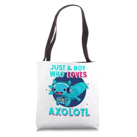 Boy Loves Axolotl Cute Amphibian Lover Mexican Salamander Tote Bag