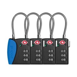 pack all TSA Approved Cable Luggage Locks, 3 Digit Combination Padlocks, Travel Lock for Suitcases & Bag, Alloy Body, Travel Accessories (4 Pack)（Navy）