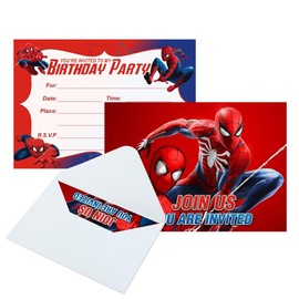 Fantarea 16pcs Spider Birthday lnvitation Cards Gift Cards with Envelopes for Spider Theme Party Supplies
