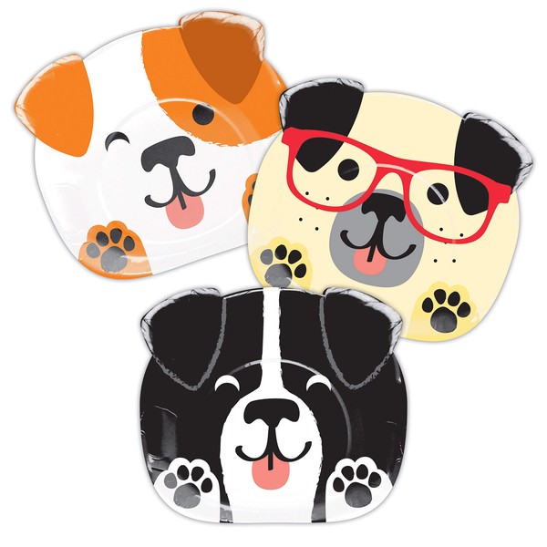 Dog Party Shaped Dinner Plates, 24 ct
