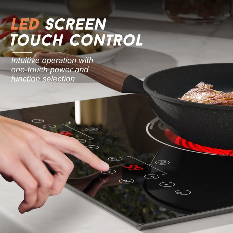 2 Burner Electric Cooktop, 110v Electric Stove with Plug, 12