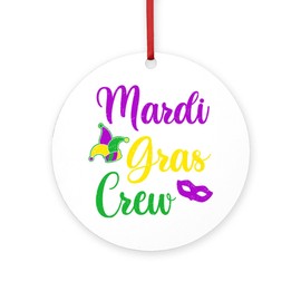 CafePress Mardi Gras Crew Celebration Round 4" MDF Holiday Ornament