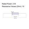 sourcing map 30Pcs 15 Ohm Resistor, 2W 5% Tolerance Metal