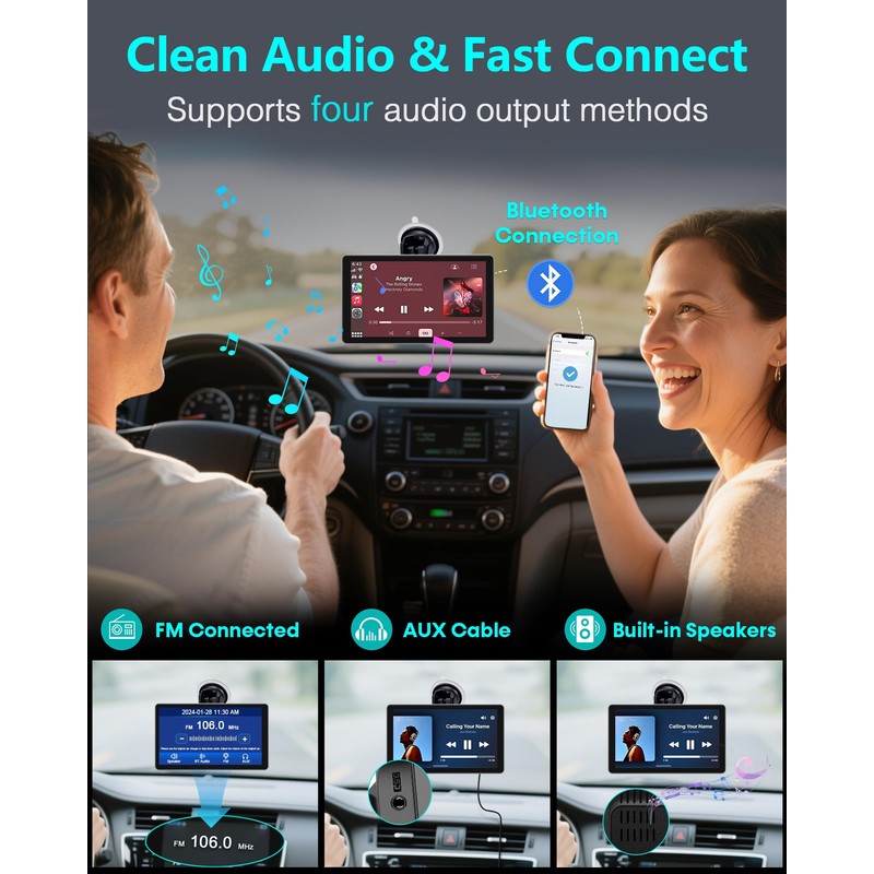 Thybro CarPlay Screen with Backup Camera: Wireless Seamless Connection Apple/Android