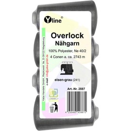 Pack of 4 Overlock Sewing Thread, Iron Grey, 2743 m, NE 40/2, 100% Polyester, Sewing Thread, Sewing Machine Yarn, 2887