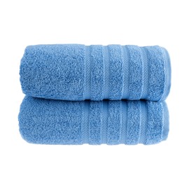 HALLEY Turkish 2 Pack Premium Bath Towels (2 Pieces) 650 GSM Highly Absorbent Super Soft 100% Cotton - 2 Bath Towels (Blue)