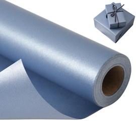 Matte Navy Blue Wrapping Paper - Reversible Pearly-Lustre Gift Wrap Paper Perfect for Wedding, Valentine's Day, Birthday, Christmas, Father's Day - Mini Roll, 17 Inches X 32.8 Feet