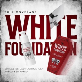 Guxelle White Liquid Foundation, Waterproof Full Coverage Foundation Mixer, White Base with Makeup Mixing Palette for Goths SFX & Daily Makeup.