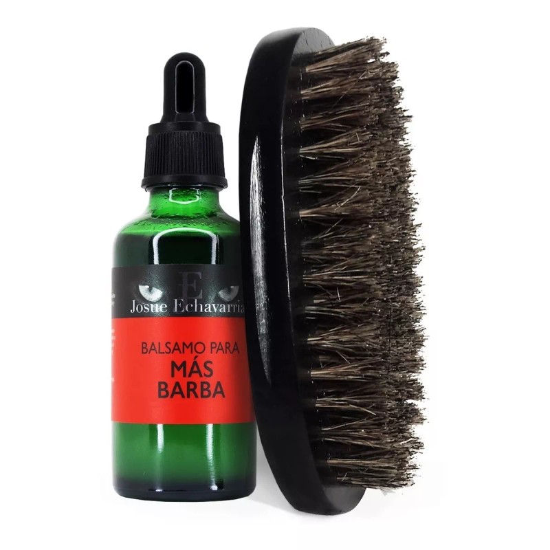 Josue Echavarria Kit Locion Crecimiento De Barba Y Cepillo Negro