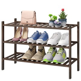 viewcare Shoe Rack for Closet, 3-Tier Bamboo Wood Shoe Racks, Stackable | Beautiful | Natural | Functional | Sturdy, Bamboo Shoe Rack for Entryway Hallway Closet