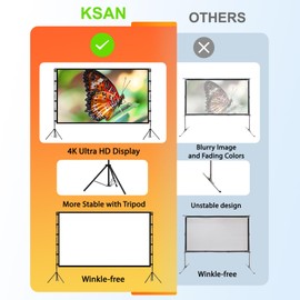 120 inch Projection Screen with Stand, 16:9 Foldable Anti-Crease, Movie Portable Projector Screen with Carrying Bag for Outdoor Indoor Home Theater, Office, Classroom, Party, Games