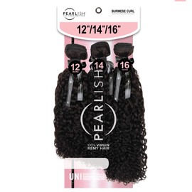 Sensationnel Pearlish multi bundle - burmese curl deep pearl conditioned 15a soft remy beauty supply sew in or glue on human hair layered lengths (16 18 20 inch, NATURAL/BLACK)