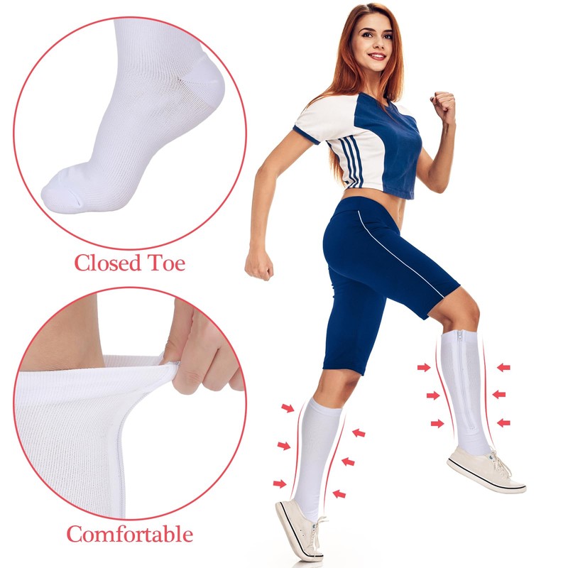 Tarpop 4 Pairs Women Zipper Compression Sock Colorful 20-30mmhg Compression