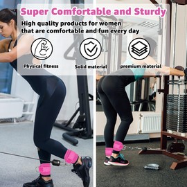 Anemeeoke Fitness Ankle Straps for Cable Machine Women, Pink