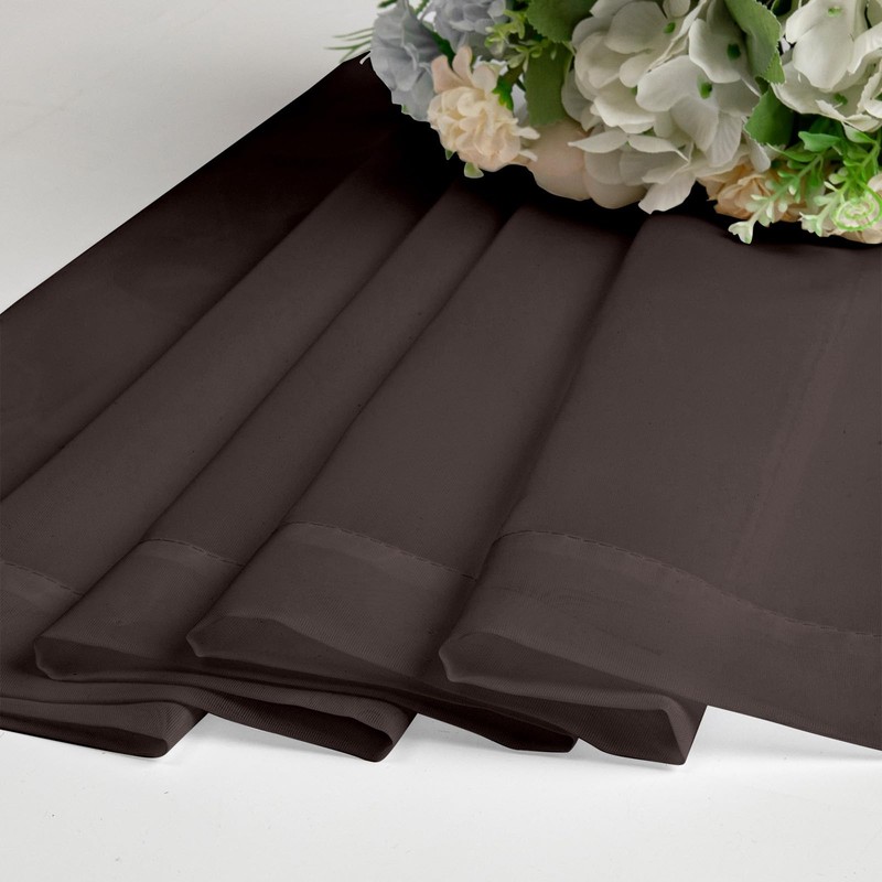 Lecloud Sheer Curtains 45 Inch Length 2 Panels Set, Chocolate