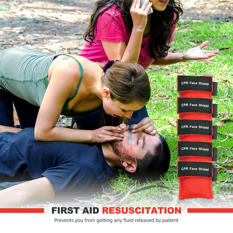 5 Packs CPR Face Shield, One-Way CPR Mask for Pocket