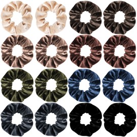 Whavel 16 Pack Velvet Scrunchies Soft Hair Scrunchies Ponytail Holder Elastic Scrunchy Hair Bands Ties, Velvet Hair Scrunchies Hair Accessories for Women Girls (Neutral Color)