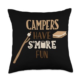 Campers Have S'more Fun Camping Outdoors Gift Cute Campers Have S'More Fun Throw Pillow, 18x18, Multicolor