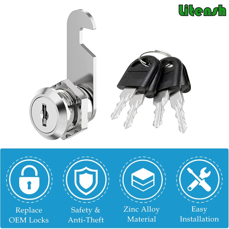 Litensh Letterbox Lock with 4 Keys - Post Box, Drawer,