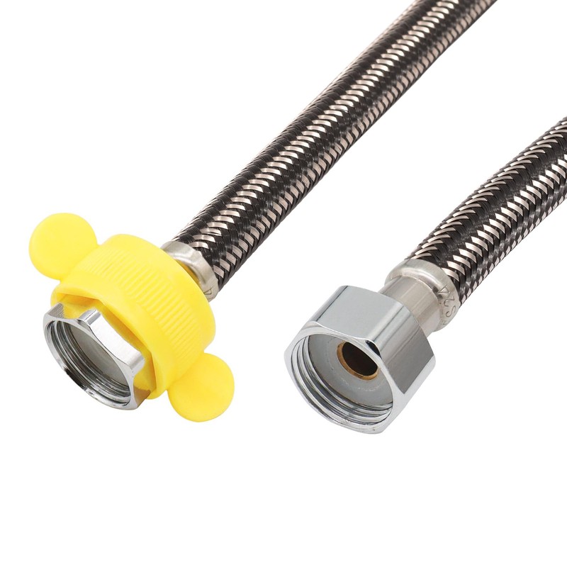 16 In Faucet Supply Lines 1/2x1/2 2Pack Black Braided Steel