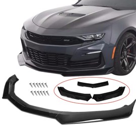 MUTUSAISI Front Bumper Lip Splitter Spoiler Compatible with 2016-2024 Chevy Camaro SS/ 2019-2024 LT LS RS, Air Chin Body Kit Accessories (Gloss Black)
