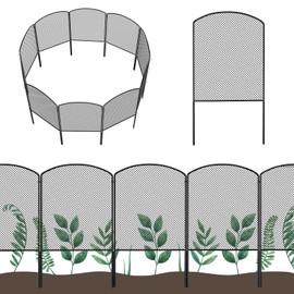 OUSHENG Mesh Decorative Garden Fence Fencing, 24in (H) x 27ft (L) Dog Barrier Outdoor for Yard, Rustproof Metal Wire Panels Border Blockers for Small Animal Rabbit, Black Arched