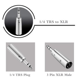 JOMLEY XLR to 1/4 Adapter, XLR Male to 1/4" (6.35mm) TRS Stereo Jack Adapter, 6.35mm TRS Stereo to XLR Male Plug Balanced Cable Adapter - 2 Pack