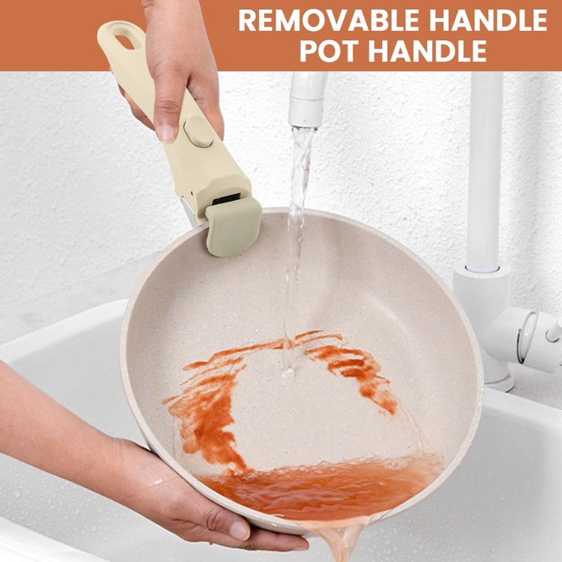 Removable Pot Handle, Cream White Detachable Pan Handles with 2