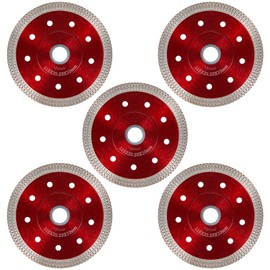 INMOZATA 5Pcs Diamond Saw Blades 4-1/2 Inch – Super Thin Tile Cutting Wheel for Porcelain Tile, Ceramic, Marble, Granite – Diamond Blade for Angle Grinder (Red)