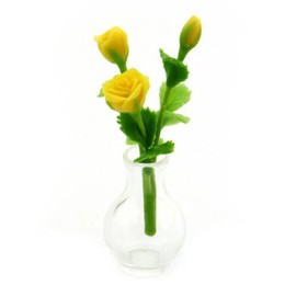 MyTinyWorld Bunch of 3 Handmade Dolls House Miniature Yellow Roses