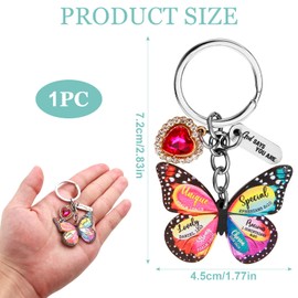 CZMZHFC Butterfly Keychains for Women,Christian Key Chains,Birthday Gifts Butterfly Accessory,Bible Verse Religious Inspirational Encouragement Gifts,Pendant Keyrings for Bags & Backpacks(1Pc)