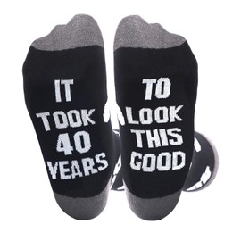 CHEERYMAGIC 40th Birthday Socks for Men Mens Black Calf-length Socks Novelty Funny Birthday Socks Gift for Dad Husband Grandpa Boyfriend A6HSDBW40