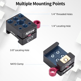 Nitze Quick Release NATO Clamp with Quick Release Lock Lever, NATO Clamp with 1/4 Inch and 3/8 Inch ARRI Locating Hole for Camera Cage, Monitor Cage, Magic Arm, EVF Viewfinder, LED Light and