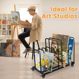 SOCROTO Art Canvas Storage Rack,Art Storage Organizer with Wheels,Metal Art Drying Painting Rack for Canvas Boards, Panel, Crafts Drying,Ideal for Art Studios Workshops Home Use
