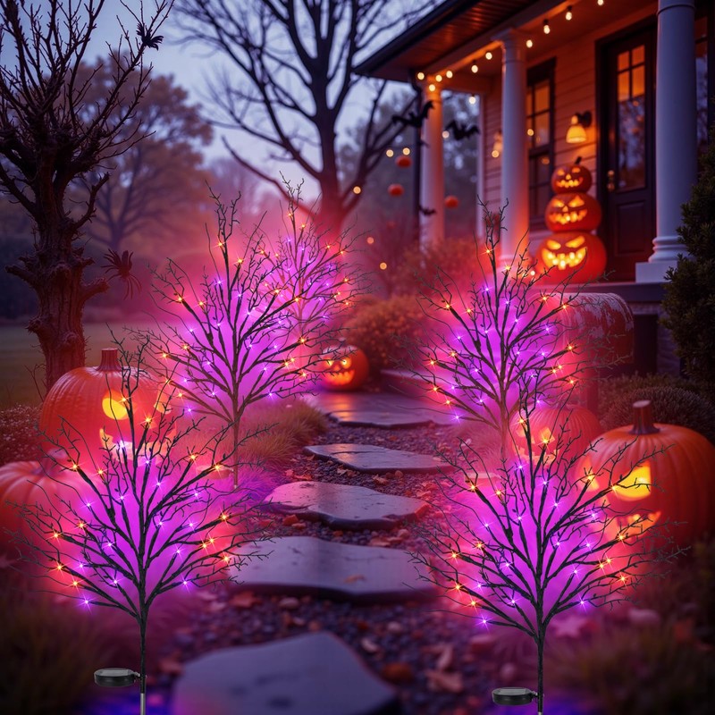 Luiywan Fall Solar Pathway Lights 4PCS, Autumn Outdoor Harvest Decorations,