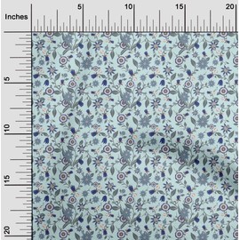 oneOone Georgette Viscose Light Blue Fabric Asian Japanese Floral Sewing Craft Projects Fabric Prints by Yard 42 Inch Wide