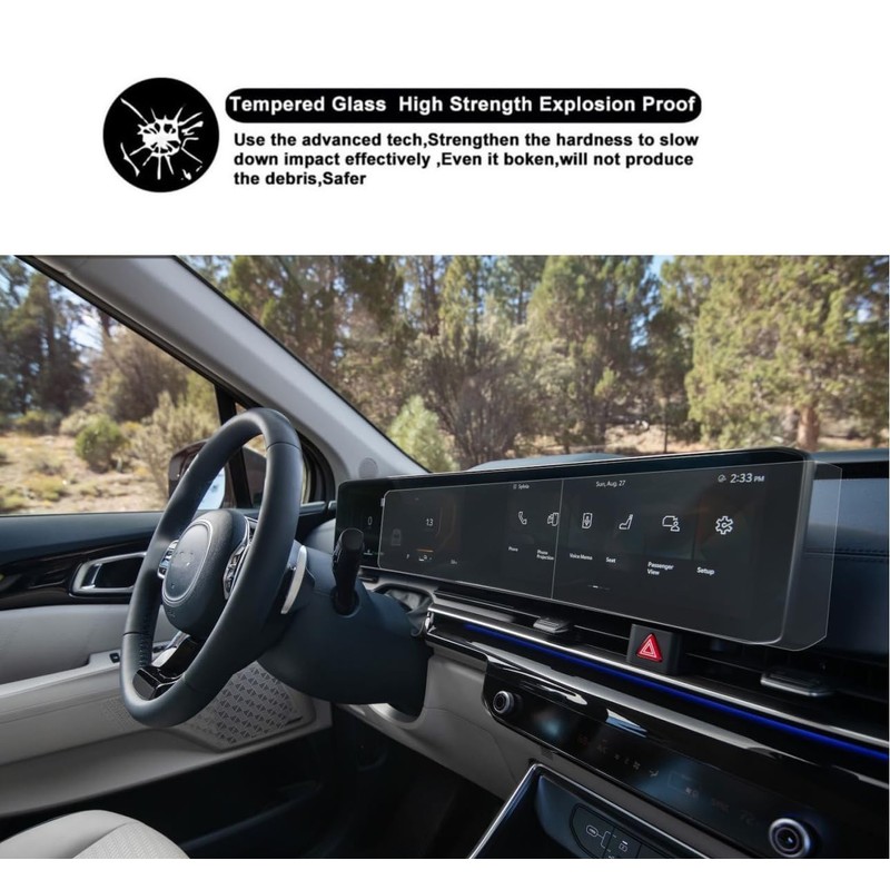Tempered Glass Screen Protector For 2025 Kia K5 12.3" Dual