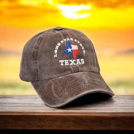 The Celly Plug Texas Flag Hats for Men Women,Funny Adjustable Cotton Embroidered Lone Star State Baseball Cap (Brown)