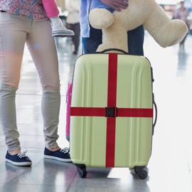 SUNDEE Luggage Straps Suitcase Belts Wide Adjustable Packing Straps, Bright Color Adjustable Luggage Belts, TSA Approved,4 Packs,Red