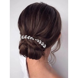 Prosy 2 x Bridal Wedding Crystal Silver Bridal Rhinestone Hair Comb Slides for Women and Girls