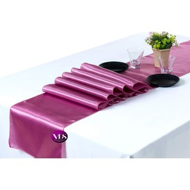 VDS Pack of 12 Satin Table Runners Charmeuse Sateen Silk Dinner Table Centerpiece for Wedding Fall Thanksgiving Christmas Party Home Xmas Dining Table Decorations (12x108 inch)(Dusty Pink)