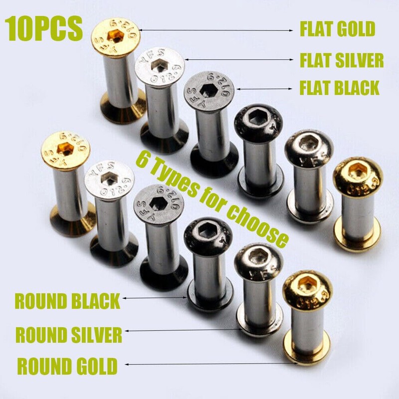 10PCS Knife Handle Bolts Rivets M4 Screws Nuts DIY Knife