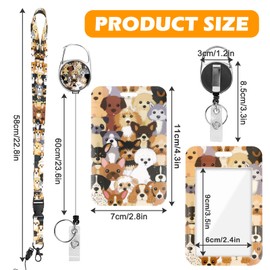 Retractable Badge Holder with Lanyard, Cute Dog ID Card Holder with Reel and Adjustable Lanyards, Name Tag Lanyard Vertical ID Protector Badge Clips for Office Teachers Nurses