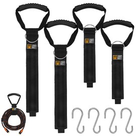 Hanging Extension Cord Holder - Handle Wrap Straps with S Hooks 4Pack 22" 35" Heavy Duty Garage Organizer Tool Hangers - Garden Hose Power Electrical Cable Rope RV Shed Storage and Organization